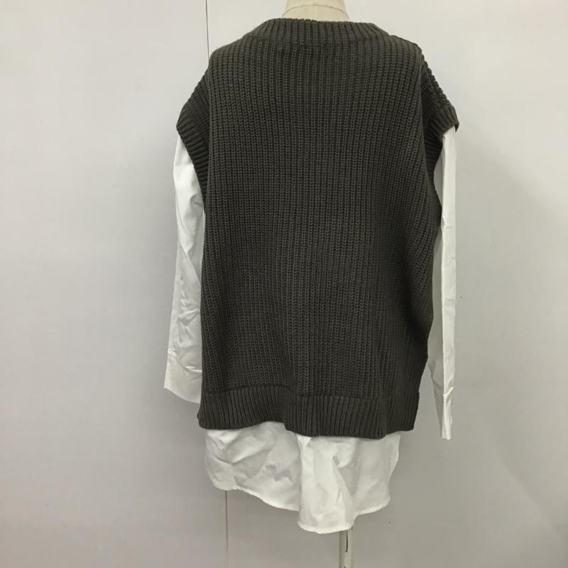 アズノゥアズ as know as ニット、セーター 長袖 FREE 無地 灰 / グレー / gray X 白 / ホワイト / white レディース USED 古着 中古 10087651