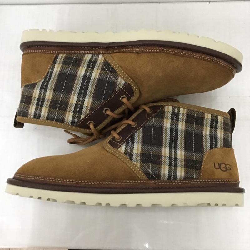 アグ UGG ブーツ ショートブーツ 1098816 NEUMEL PENDLETON PLAID BOOT 29cm 箱有 29.0cm ロゴ、文字 X チェック キャメル / キャメル / メンズ USED 古着 中古 10091197