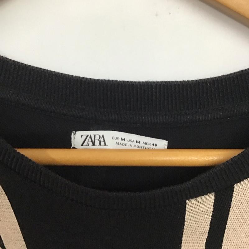 ザラ ZARA Tシャツ 半袖 M 総柄 黒 / ブラック /  レディース USED 古着 中古 10133422