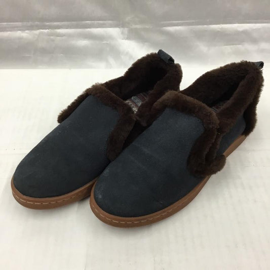 ミネトンカ Minnetonka スリッポン スリッポン 18M02 サイドゴアスリッポン ボア スニーカー ロゴ、文字 紺 / ネイビー / navy X ダークブラウン / ダークブラウン / レディース USED 古着 中古 10103578
