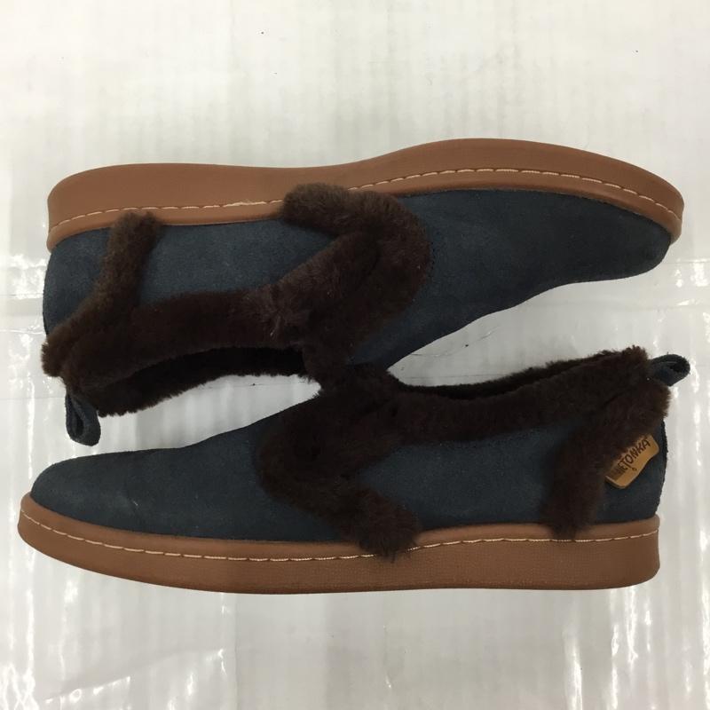 ミネトンカ Minnetonka スリッポン スリッポン 18M02 サイドゴアスリッポン ボア スニーカー ロゴ、文字 紺 / ネイビー / navy X ダークブラウン / ダークブラウン / レディース USED 古着 中古 10103578