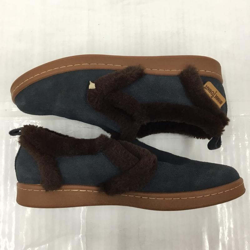 ミネトンカ Minnetonka スリッポン スリッポン 18M02 サイドゴアスリッポン ボア スニーカー ロゴ、文字 紺 / ネイビー / navy X ダークブラウン / ダークブラウン / レディース USED 古着 中古 10103578