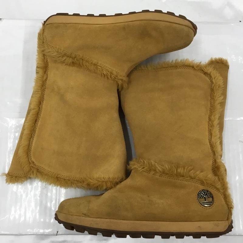 ティンバーランド Timberland ブーツ ショートブーツ 61644 スウェード ボア 8M ワンポイント キャメル / キャメル / レディース USED 古着 中古 10103616