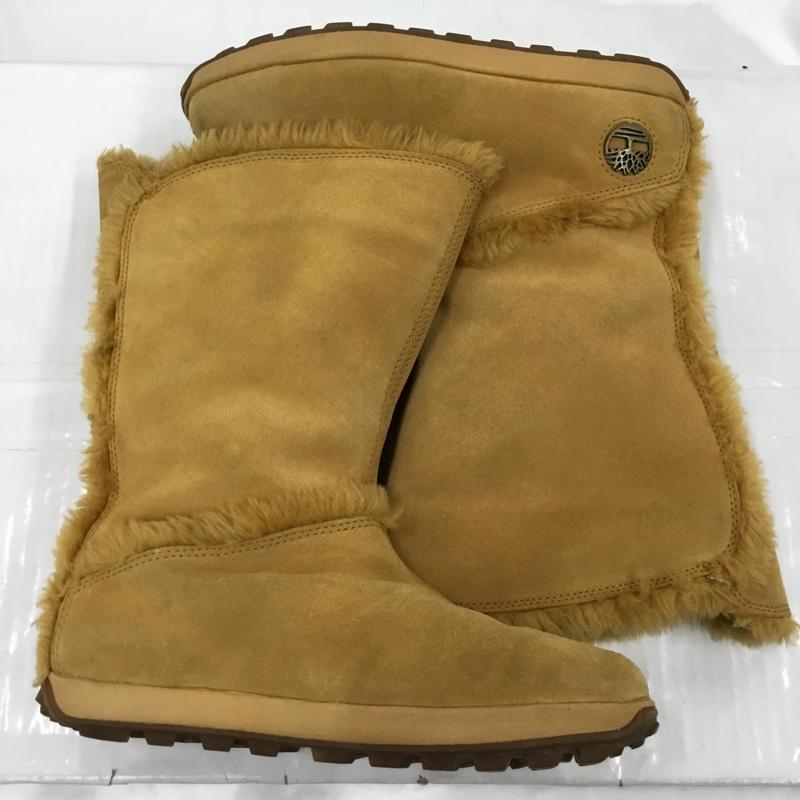 ティンバーランド Timberland ブーツ ショートブーツ 61644 スウェード ボア 8M ワンポイント キャメル / キャメル / レディース USED 古着 中古 10103616