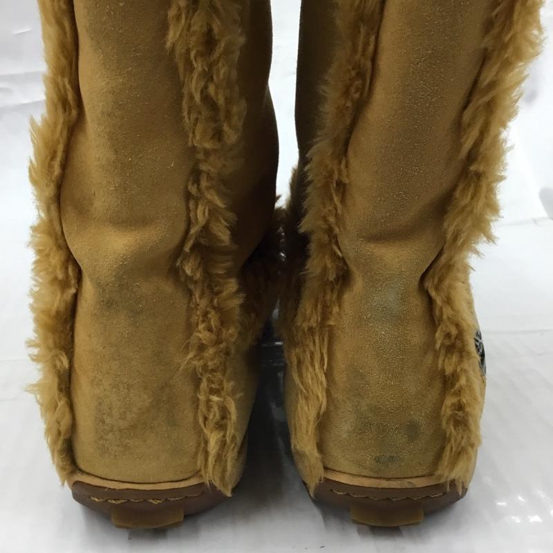 ティンバーランド Timberland ブーツ ショートブーツ 61644 スウェード ボア 8M ワンポイント キャメル / キャメル / レディース USED 古着 中古 10103616