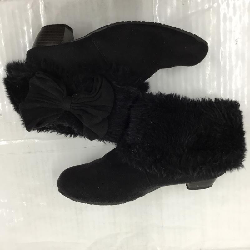 ヌオーヴォ NUOVO ブーツ ブーティ リボン ファー 22cm NUOVO Girl キッズ 22.0cm 無地 黒 / ブラック / black ガールズ USED 古着 中古 10103618