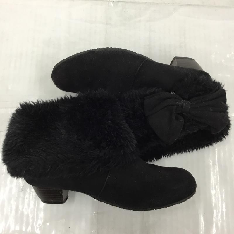 ヌオーヴォ NUOVO ブーツ ブーティ リボン ファー 22cm NUOVO Girl キッズ 22.0cm 無地 黒 / ブラック / black ガールズ USED 古着 中古 10103618