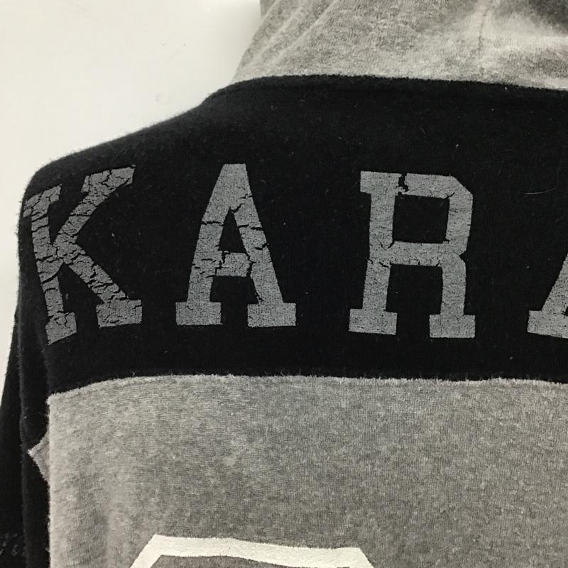 24カラッツ 24karats パーカー 長袖 ジップアップ フルジップ パイル地 STAY GOLD L ロゴ、文字 黒 / ブラック / black X 灰 / グレー / gray メンズ USED 古着 中古 10103638
