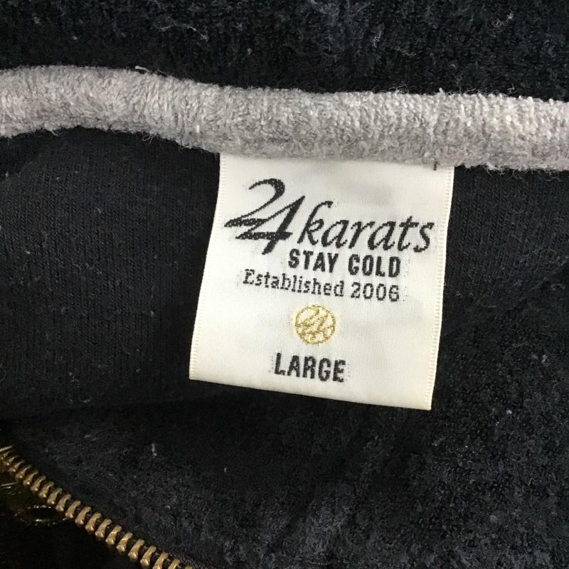 24カラッツ 24karats パーカー 長袖 ジップアップ フルジップ パイル地 STAY GOLD L ロゴ、文字 黒 / ブラック / black X 灰 / グレー / gray メンズ USED 古着 中古 10103638