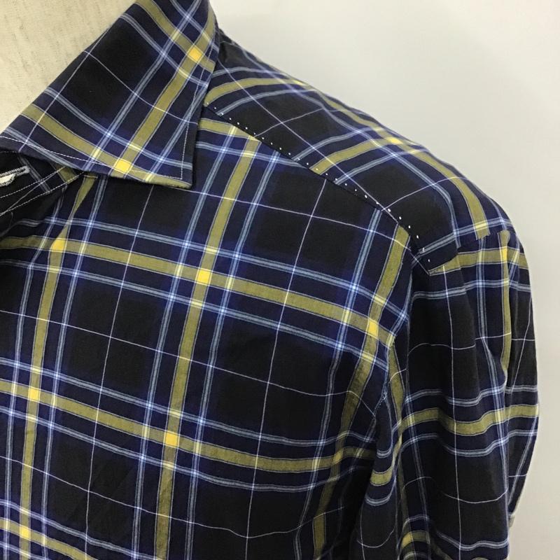 ソブリン SOVEREIGN シャツ、ブラウス 長袖 長袖シャツ チェックシャツ カラーシャツ 長袖カットソー 38 チェック 青 / ブルー / blue X 黄 / イエロー / yellow X 白 / ホワイト / white メンズ USED 古着 中古 10103890