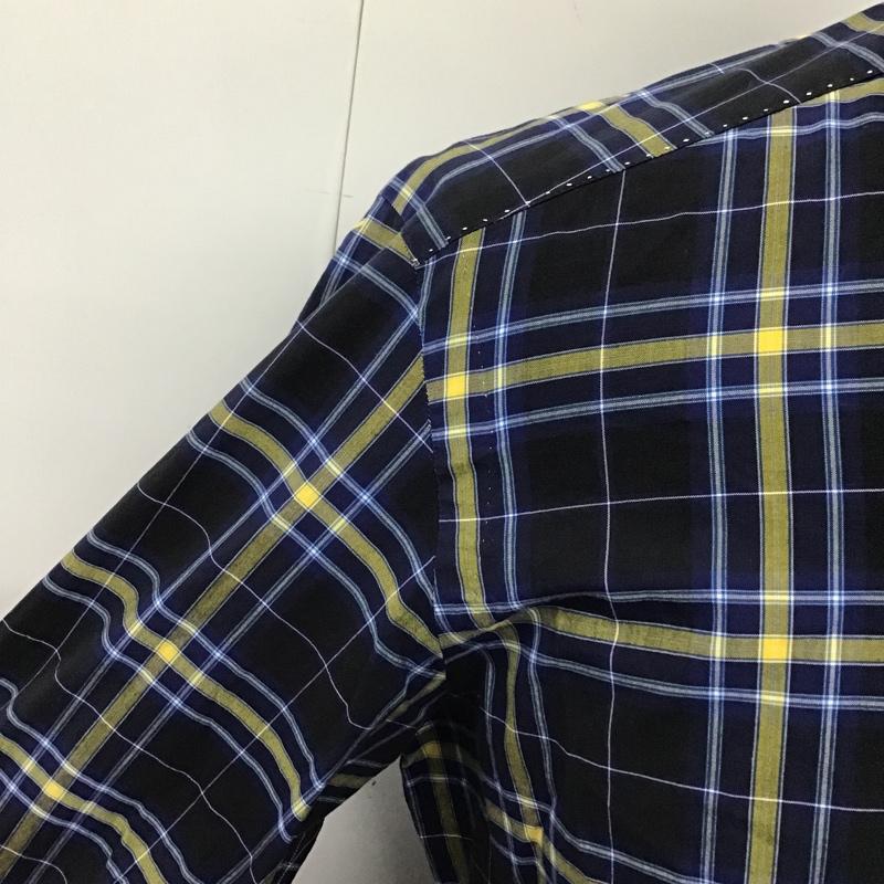 ソブリン SOVEREIGN シャツ、ブラウス 長袖 長袖シャツ チェックシャツ カラーシャツ 長袖カットソー 38 チェック 青 / ブルー / blue X 黄 / イエロー / yellow X 白 / ホワイト / white メンズ USED 古着 中古 10103890