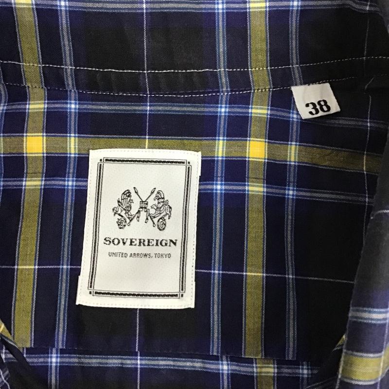 ソブリン SOVEREIGN シャツ、ブラウス 長袖 長袖シャツ チェックシャツ カラーシャツ 長袖カットソー 38 チェック 青 / ブルー / blue X 黄 / イエロー / yellow X 白 / ホワイト / white メンズ USED 古着 中古 10103890
