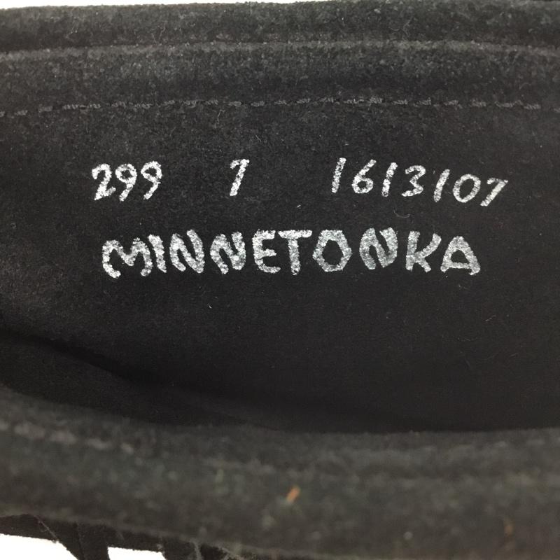ミネトンカ Minnetonka ブーツ ショートブーツ 299 earth music&ecology コラボ フリンジ 1613107 無地 黒 / ブラック / black レディース USED 古着 中古 10105966
