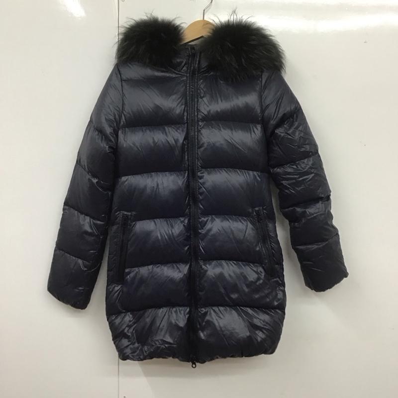 デュベティカ DUVETICA ジャケット、上着 ジャンパー、ブルゾン d.037.00.u.mfg-1057r ダウンコート KAPPA ラクーンファー ジップアップジャケット 38 無地 紺 / ネイビー / navy レディース USED 古着 中古 10106795