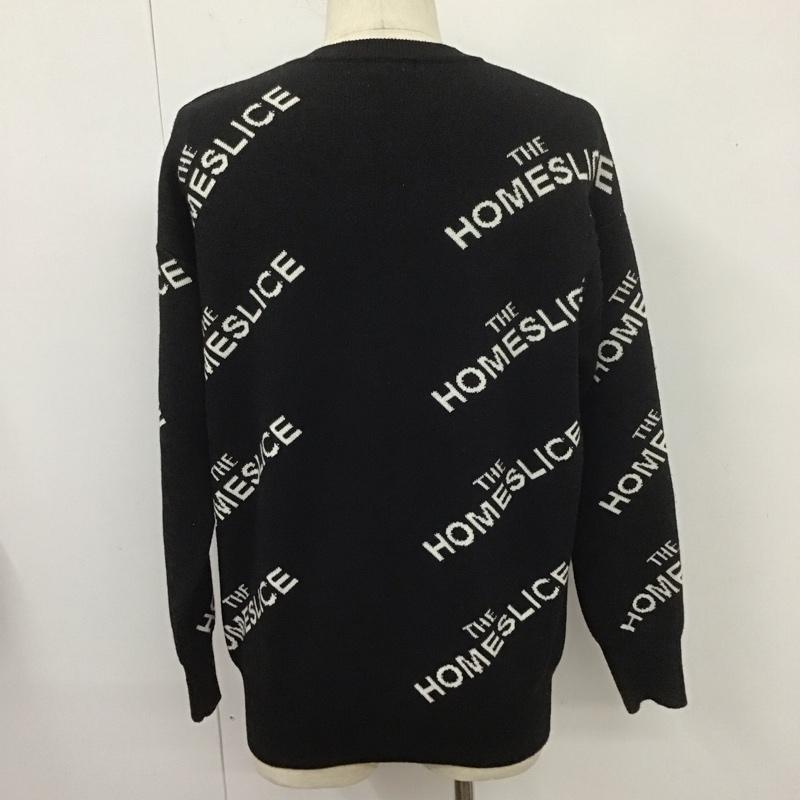 アイテムズ アーバンリサーチ ITEMS URBAN RESEARCH ニット、セーター 長袖 wh77-12y028 長袖ニットカットソー クルーネックカットソー プリントニットカットソー 38 プリント 黒 / ブラック / black メンズ USED 古着 中古 10108041