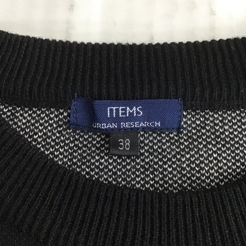 アイテムズ アーバンリサーチ ITEMS URBAN RESEARCH ニット、セーター 長袖 wh77-12y028 長袖ニットカットソー クルーネックカットソー プリントニットカットソー 38 プリント 黒 / ブラック / black メンズ USED 古着 中古 10108041