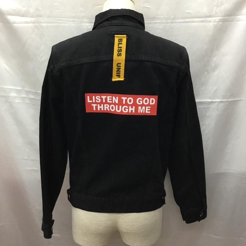 ユニフ UNIF ジャケット、上着 ジャケット、ブレザー デニムジャケット カラージャケット 長袖ジャケット ブルゾン Gジャン M 無地 黒 / ブラック / black メンズ USED 古着 中古 10108252