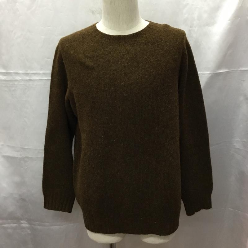 ジェネラルサプライ GENERALSUPPLY ニット、セーター 長袖 長袖ニットカットソー ニット セーター クルーネックニット L 無地 茶 / ブラウン / brown メンズ USED 古着 中古 10108713