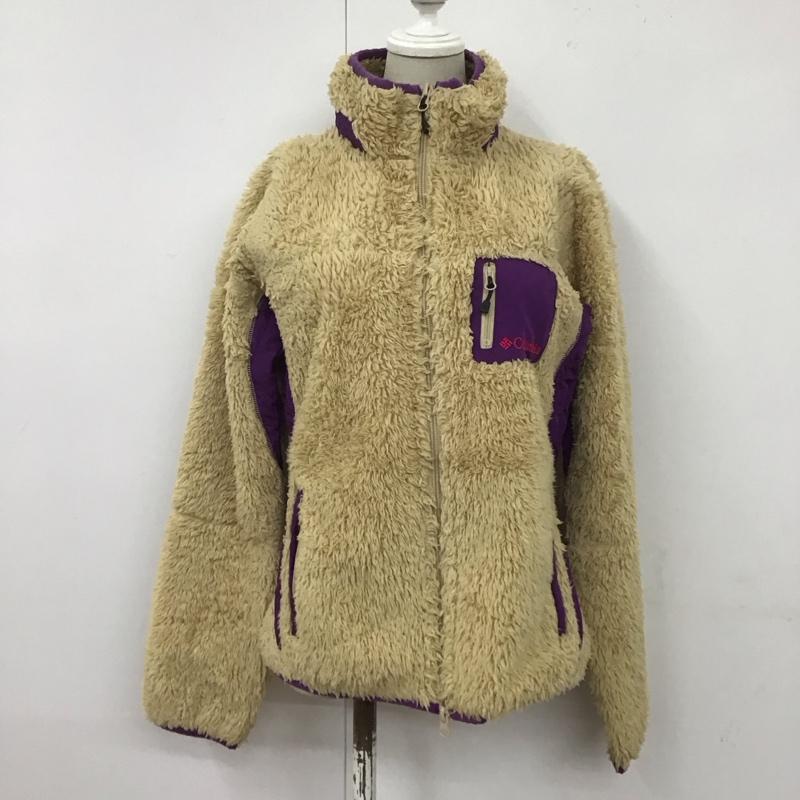 コロンビア Columbia ジャケット、上着 ジャンパー、ブルゾン フリースジャケット ジップアップ 長袖フリースジャケット M ロゴ、文字 ベージュ / ベージュ / beige レディース USED 古着 中古 10108828