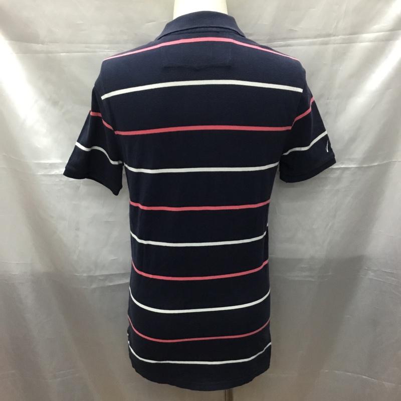 リーバイス Levi s ポロシャツ 半袖 ボーダー M ロゴ、文字 紺 / ネイビー / navy X 白 / ホワイト / white X 桃 / ピンク / pink メンズ USED 古着 中古 10109634