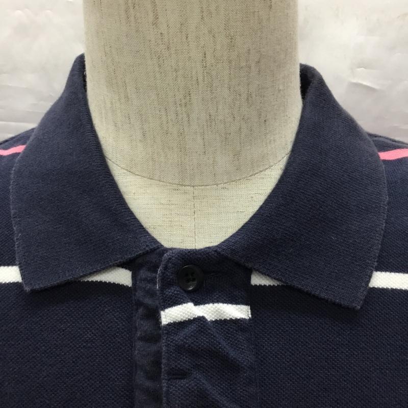 リーバイス Levi s ポロシャツ 半袖 ボーダー M ロゴ、文字 紺 / ネイビー / navy X 白 / ホワイト / white X 桃 / ピンク / pink メンズ USED 古着 中古 10109634