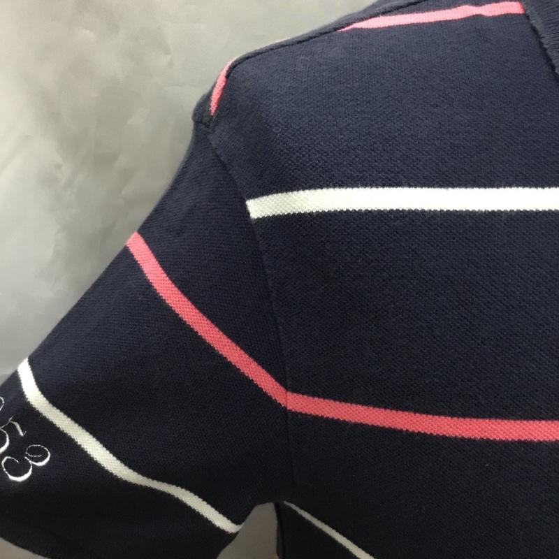 リーバイス Levi s ポロシャツ 半袖 ボーダー M ロゴ、文字 紺 / ネイビー / navy X 白 / ホワイト / white X 桃 / ピンク / pink メンズ USED 古着 中古 10109634