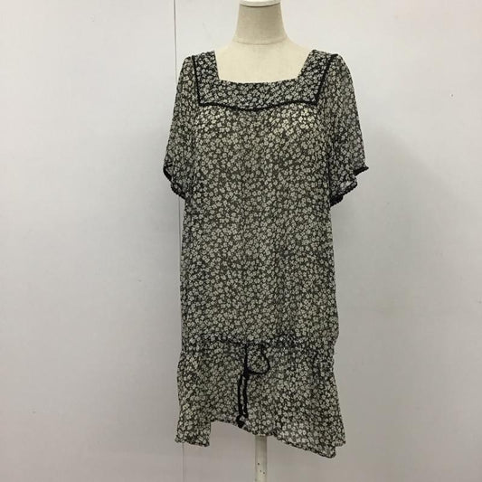 ページボーイ PAGEBOY ワンピース ミニスカート チュニック ドロスト M 花柄 黒 / ブラック / black X ベージュ / ベージュ / beige レディース USED 古着 中古 10114071