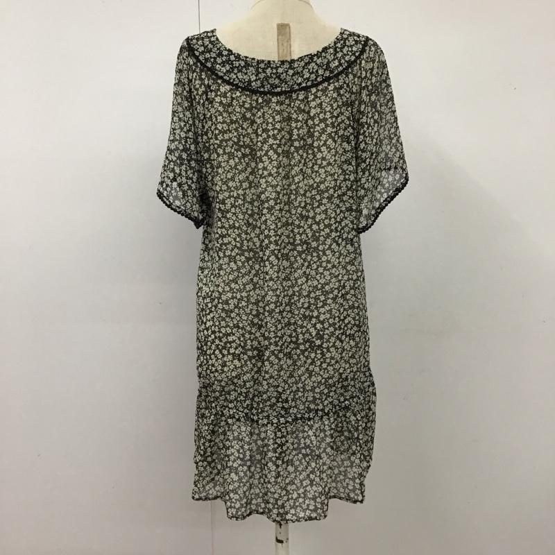 ページボーイ PAGEBOY ワンピース ミニスカート チュニック ドロスト M 花柄 黒 / ブラック / black X ベージュ / ベージュ / beige レディース USED 古着 中古 10114071