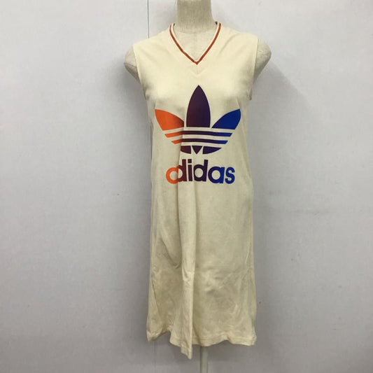 アディダス adidas ワンピース ロングスカート IK7862 V NECK M ロゴ、文字 X プリント アイボリー / アイボリー /  レディース USED 古着 中古 10125259