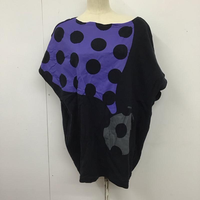 メルシーボークー mercibeaucoup, カットソー 半袖 半袖カットソー プリントTシャツ クルーワイドネックカットソー 1 プリント 黒 / ブラック /  レディース USED 古着 中古 10125268