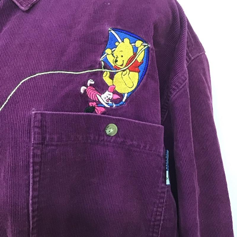 古着 USED シャツ、ブラウス 長袖 長袖シャツ 無地シャツ カラーシャツ コーデュロイシャツ ディズニー XL 刺繍 紫 / パープル /  レディース USED 古着 中古 10125270