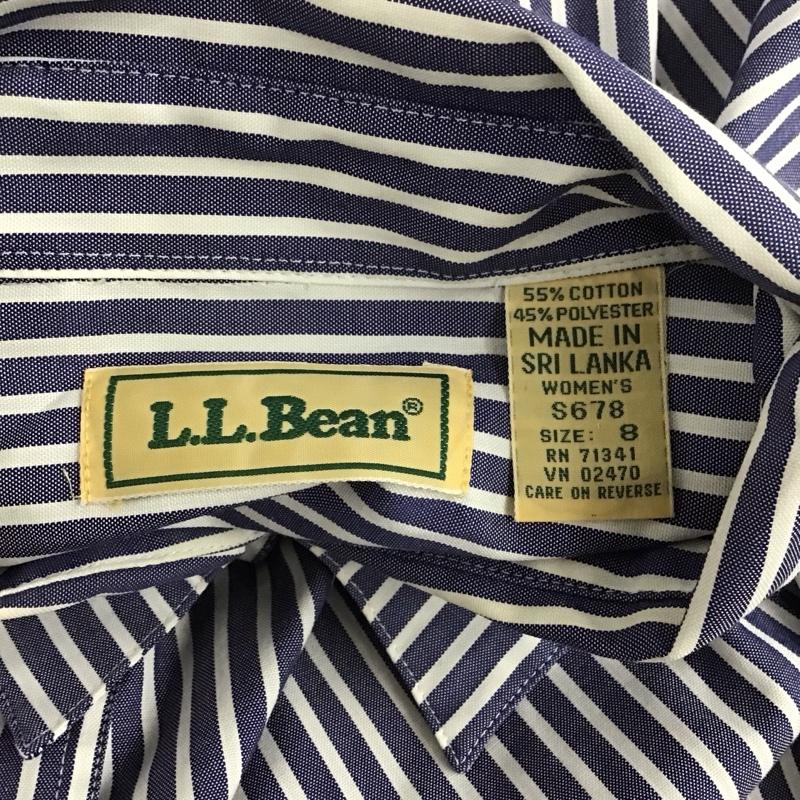 エルエルビーン L.L.Bean シャツ、ブラウス 長袖 長袖シャツ ストライプシャツ カラーシャツ 70s 8 ストライプ 白 / ホワイト / X 青 / ブルー /  レディース USED 古着 中古 10125271