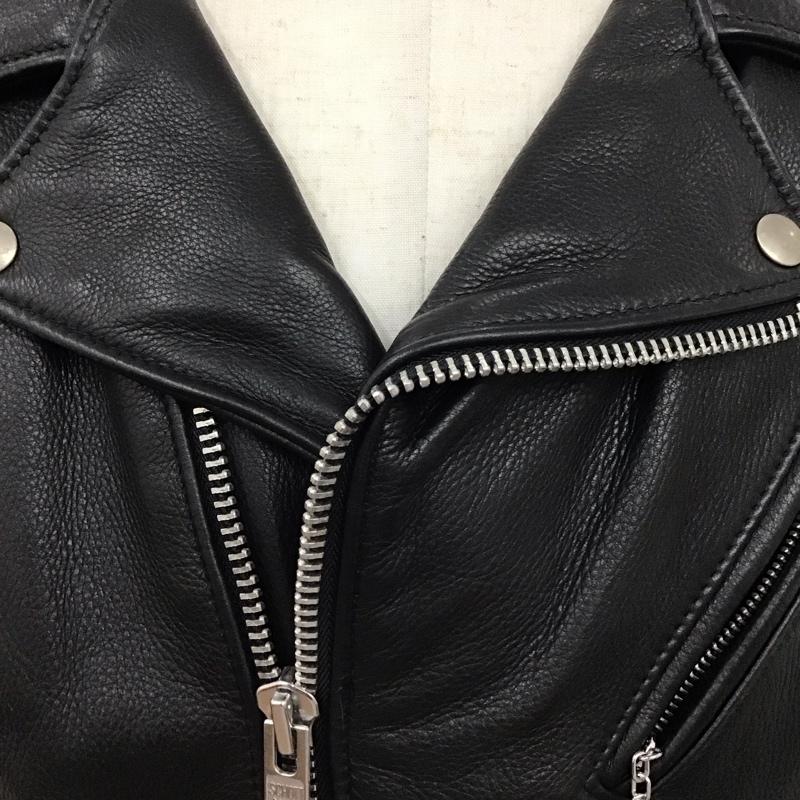 ショット schott ジャケット、上着 ジャケット、ブレザー レザージャケット ジップアップジャケット アウター 42 無地 黒 / ブラック /  メンズ USED 古着 中古 10125289