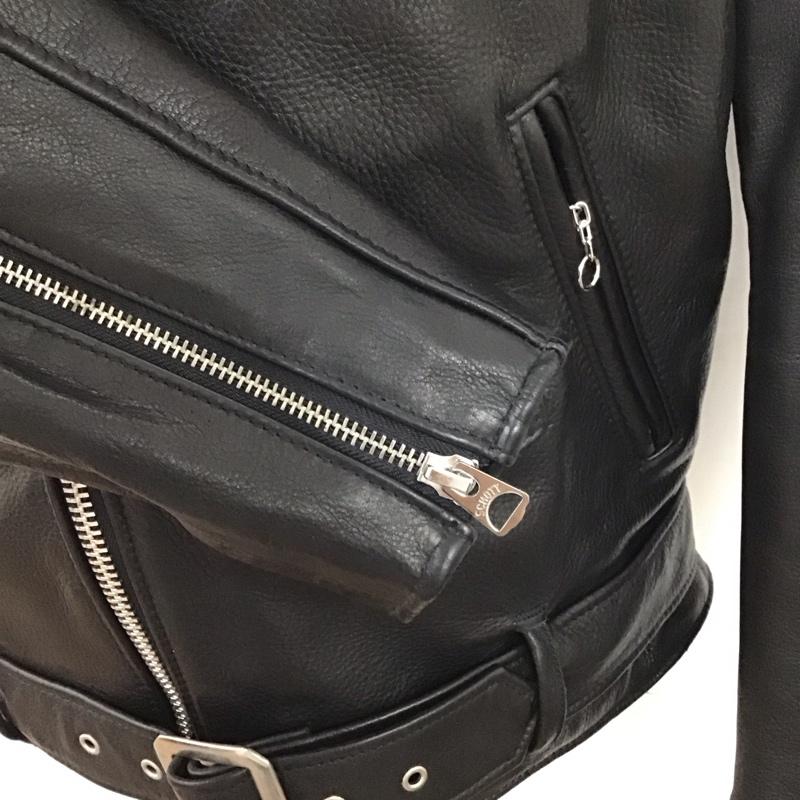 ショット schott ジャケット、上着 ジャケット、ブレザー レザージャケット ジップアップジャケット アウター 42 無地 黒 / ブラック /  メンズ USED 古着 中古 10125289