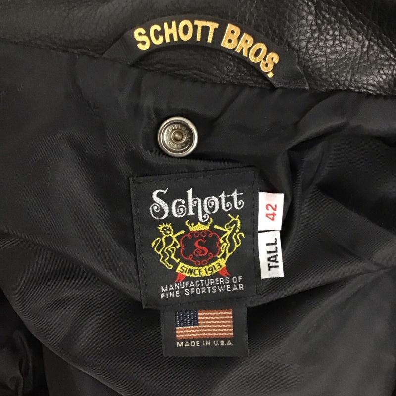 ショット schott ジャケット、上着 ジャケット、ブレザー レザージャケット ジップアップジャケット アウター 42 無地 黒 / ブラック /  メンズ USED 古着 中古 10125289