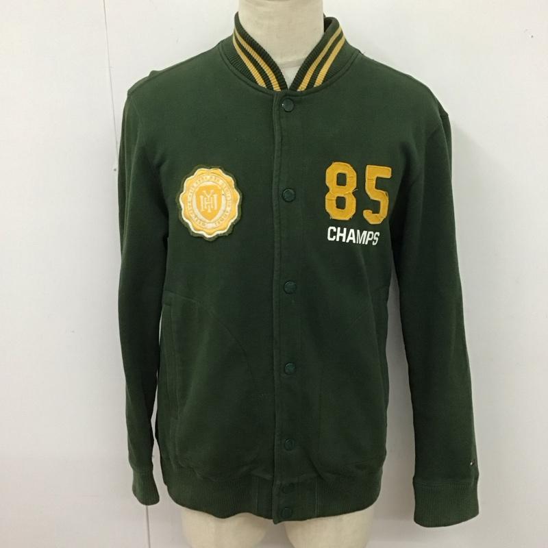 トミーヒルフィガー TOMMY HILFIGER ジャケット、上着 ジャケット、ブレザー 長袖ジャケット アウター 前ボタン ノーカラー L ロゴ、文字 緑 / グリーン /  メンズ USED 古着 中古 10125291