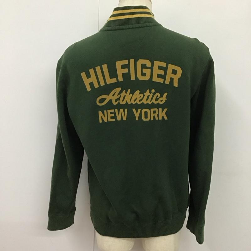 トミーヒルフィガー TOMMY HILFIGER ジャケット、上着 ジャケット、ブレザー 長袖ジャケット アウター 前ボタン ノーカラー L ロゴ、文字 緑 / グリーン /  メンズ USED 古着 中古 10125291