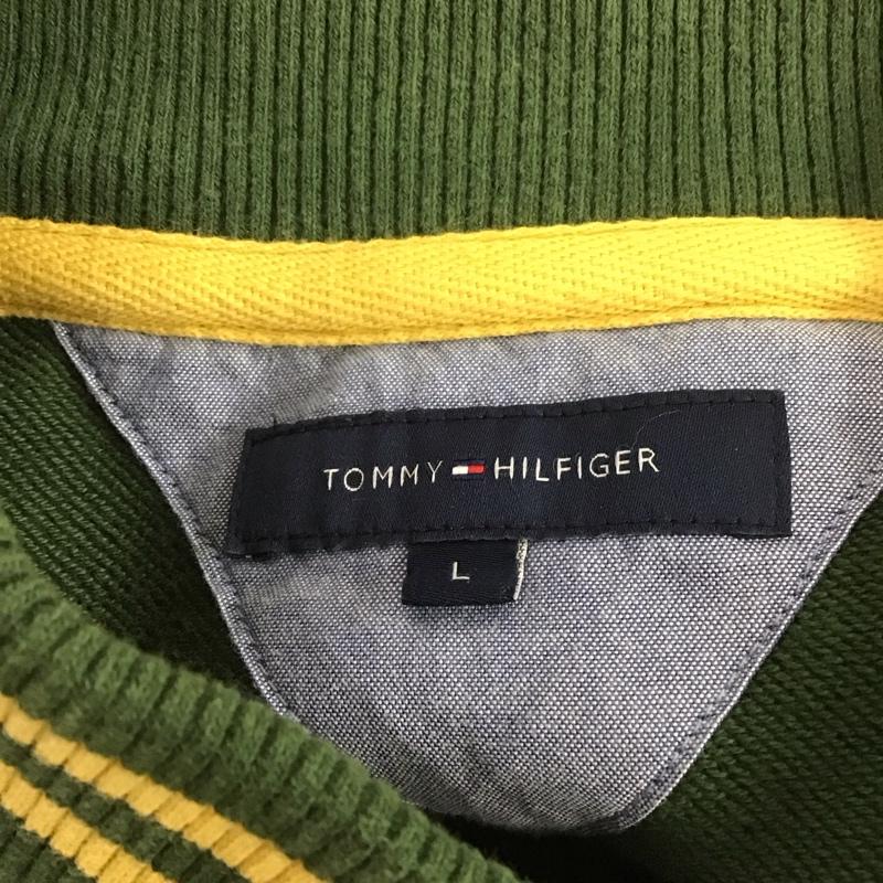トミーヒルフィガー TOMMY HILFIGER ジャケット、上着 ジャケット、ブレザー 長袖ジャケット アウター 前ボタン ノーカラー L ロゴ、文字 緑 / グリーン /  メンズ USED 古着 中古 10125291
