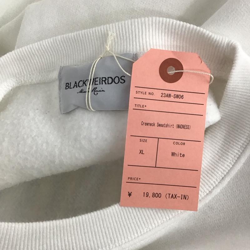 ブラックウィドー BLACK WEIRDOS トレーナー 長袖 長袖トレーナー スウェット クルーネック プルオーバー XL ロゴ、文字 白 / ホワイト /  メンズ USED 古着 中古 10125293