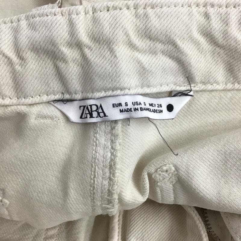 ザラ ZARA パンツ デニム、ジーンズ デニムパンツ ワイドパンツ カジュアルパンツ S 無地 白 / ホワイト /  レディース USED 古着 中古 10125346