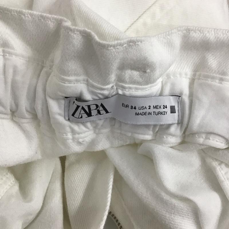ザラ ZARA パンツ デニム、ジーンズ デニムパンツ ワイドパンツ カジュアルパンツ 34インチ 無地 白 / ホワイト /  レディース USED 古着 中古 10125348