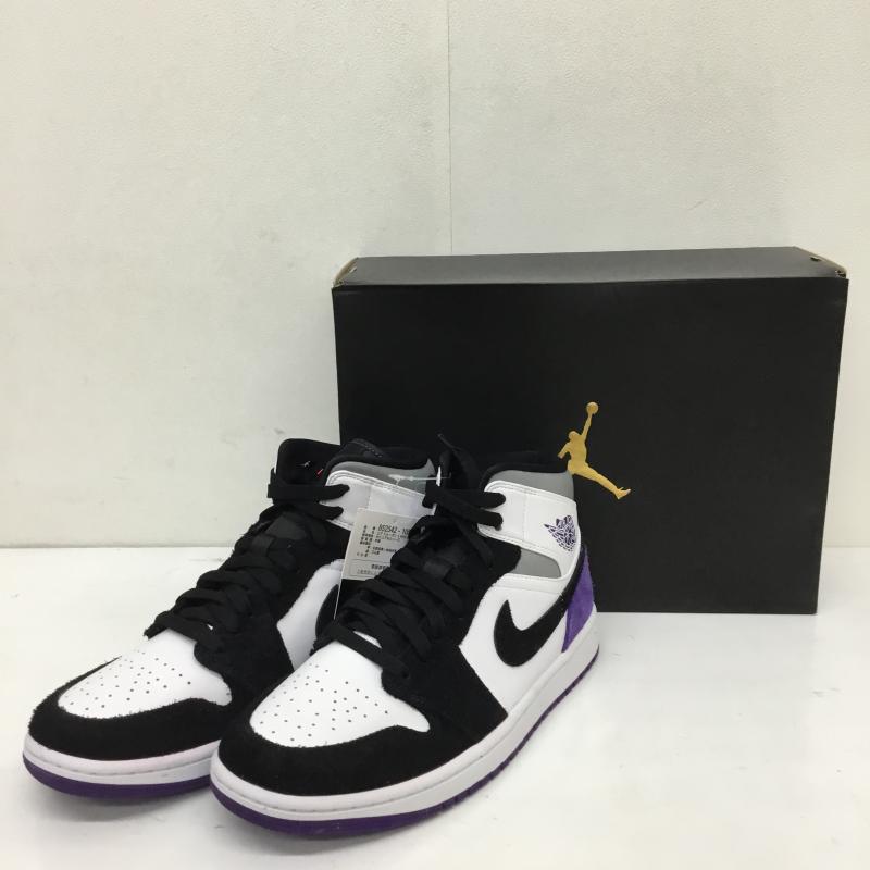 ナイキ NIKE スニーカー スニーカー 852542-105 Nike Air Jordan 1 Mid Purple ナイキ エアジョーダン1 ミッド パープル 26.5cm ロゴ、文字 白 / ホワイト / X 黒 / ブラック / X 紫 / パープル /  メンズ USED 古着 中古 10125389