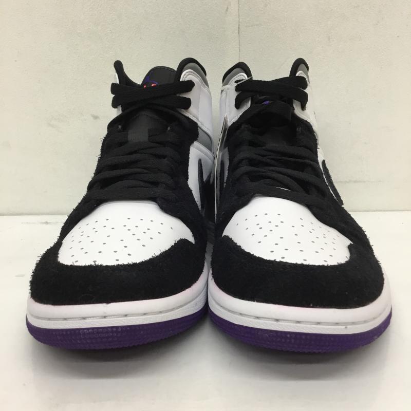ナイキ NIKE スニーカー スニーカー 852542-105 Nike Air Jordan 1 Mid Purple ナイキ エアジョーダン1 ミッド パープル 26.5cm ロゴ、文字 白 / ホワイト / X 黒 / ブラック / X 紫 / パープル /  メンズ USED 古着 中古 10125389