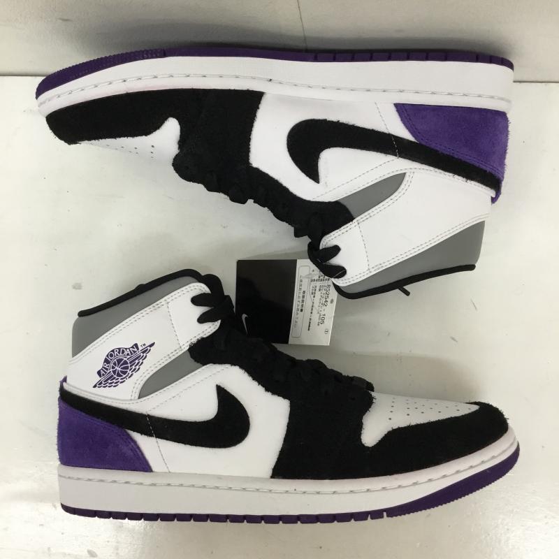 ナイキ NIKE スニーカー スニーカー 852542-105 Nike Air Jordan 1 Mid Purple ナイキ エアジョーダン1 ミッド パープル 26.5cm ロゴ、文字 白 / ホワイト / X 黒 / ブラック / X 紫 / パープル /  メンズ USED 古着 中古 10125389