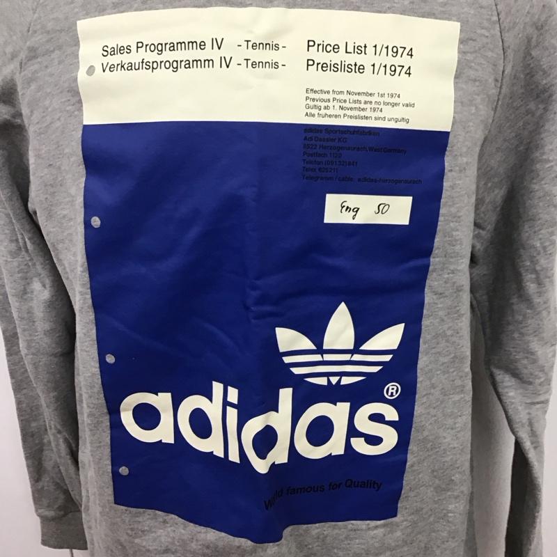 アディダス adidas トレーナー 長袖 dh4785 長袖トレーナー スウェット クルーネック プルオーバー プリント 灰 / グレー /  メンズ USED 古着 中古 10125495