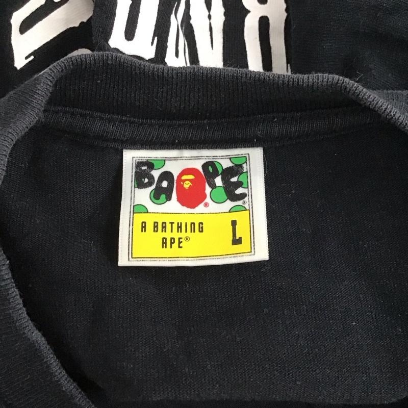 アベイシングエイプ A BATHING APE Tシャツ 半袖 半袖カットソー プリントTシャツ クルーネックカットソー L ロゴ、文字 黒 / ブラック /  メンズ USED 古着 中古 10125501