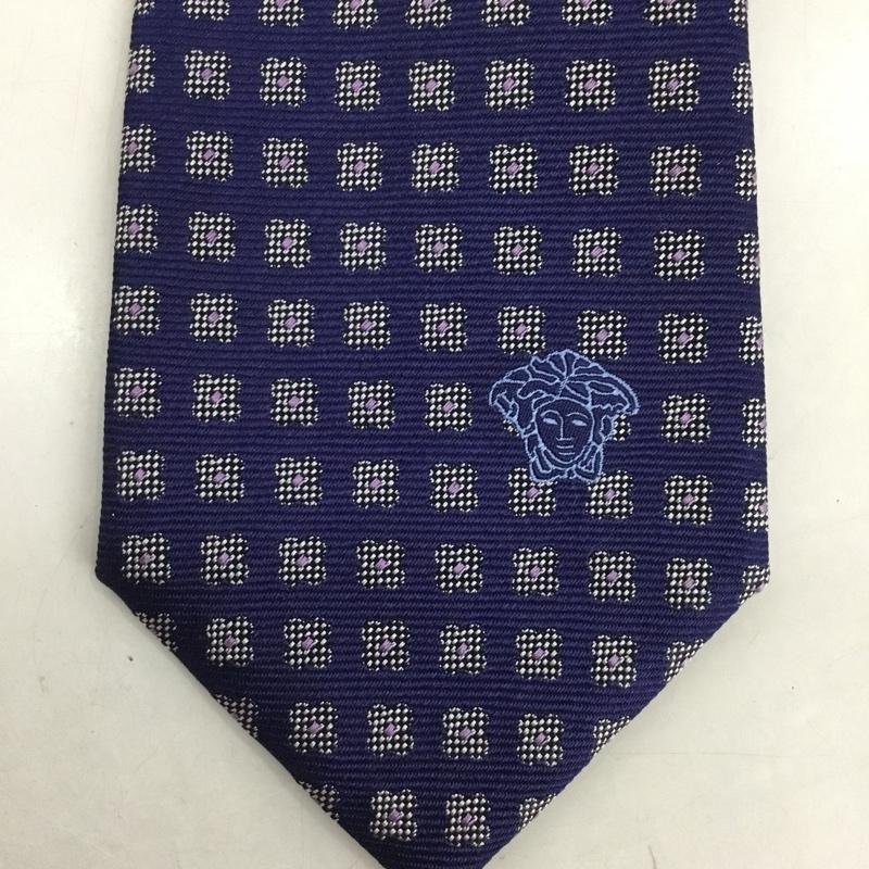 ヴェルサーチ VERSACE ネクタイ ネクタイ シルク 総柄 紺 / ネイビー /  メンズ USED 古着 中古 10125564
