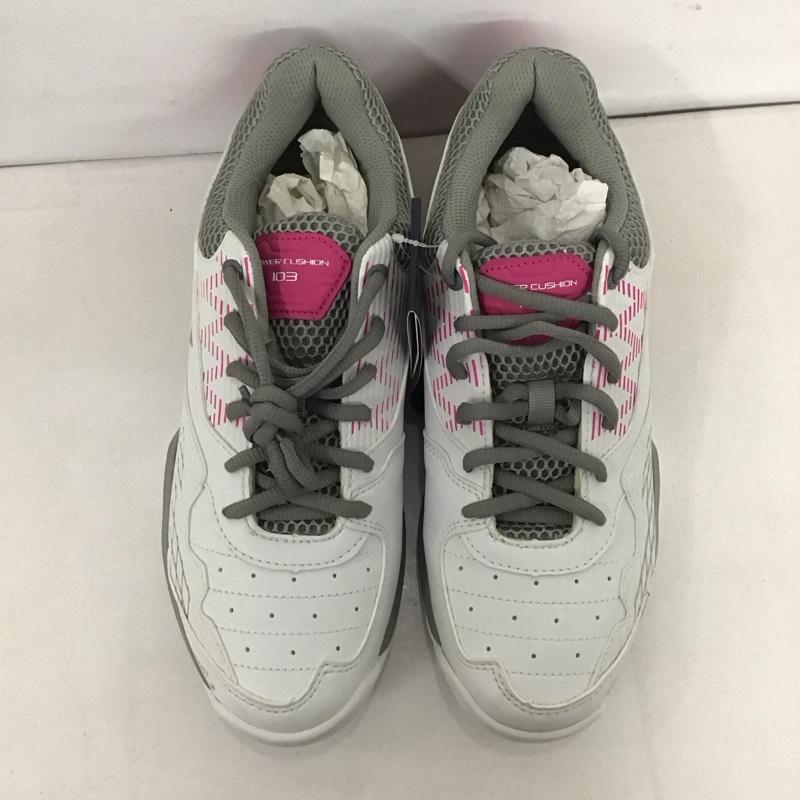 ヨネックス YONEX スニーカー スニーカー テニスシューズ POWER CUSHION103 パワークッション103 オムニ・クレーコート用 SHT103-062 24.5cm 無地 白 / ホワイト / X 桃 / ピンク /  レディース USED 古着 中古 10125587