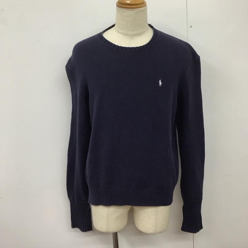 ラルフローレンスポーツ RALPH LAUREN SPORT ニット、セーター 長袖 長袖ニットカットソー クルーネック セーター L ロゴ、文字 紺 / ネイビー /  メンズ USED 古着 中古 10125594