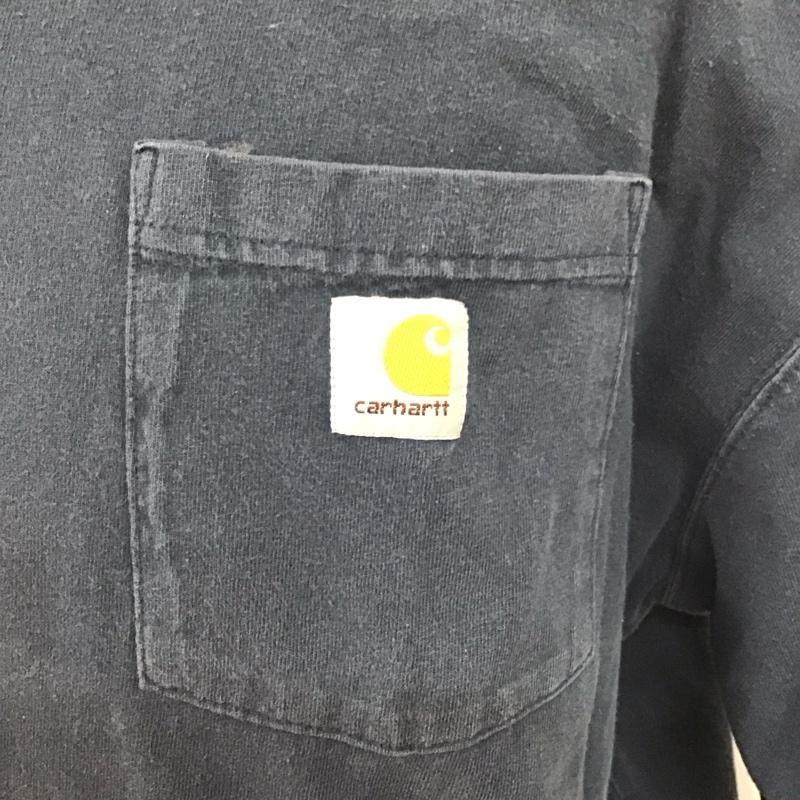 カーハート Carhartt カットソー 長袖 長袖カットソー ヘンリーネックカットソー XL ロゴ、文字 紺 / ネイビー /  メンズ USED 古着 中古 10125613